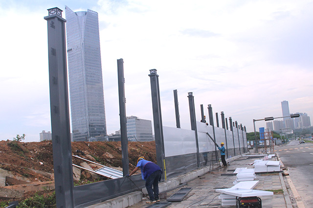 工地施工圍擋6米高增高定制款-施工圍擋效果圖安裝現(xiàn)場,圍擋效果圖，深圳市大通建設(shè)發(fā)展有限公司鋼結(jié)構(gòu)圍擋生產(chǎn)廠家